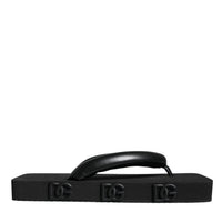 Dolce & Gabbana Black Rubber Flip Flops Slide Sandals Shoes