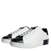 Dolce & Gabbana White Leather Logo Portofino Sneaker Shoes