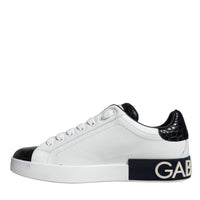 Dolce & Gabbana White Leather Logo Portofino Sneaker Shoes