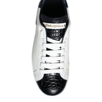 Dolce & Gabbana White Leather Logo Portofino Sneaker Shoes