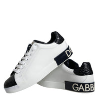 Dolce & Gabbana White Leather Logo Portofino Sneaker Shoes