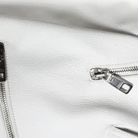 Dolce & Gabbana White Lambskin Leather Biker Coat Jacket