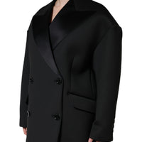 Dolce & Gabbana Black Polyester Double Breasted Coat Jacket