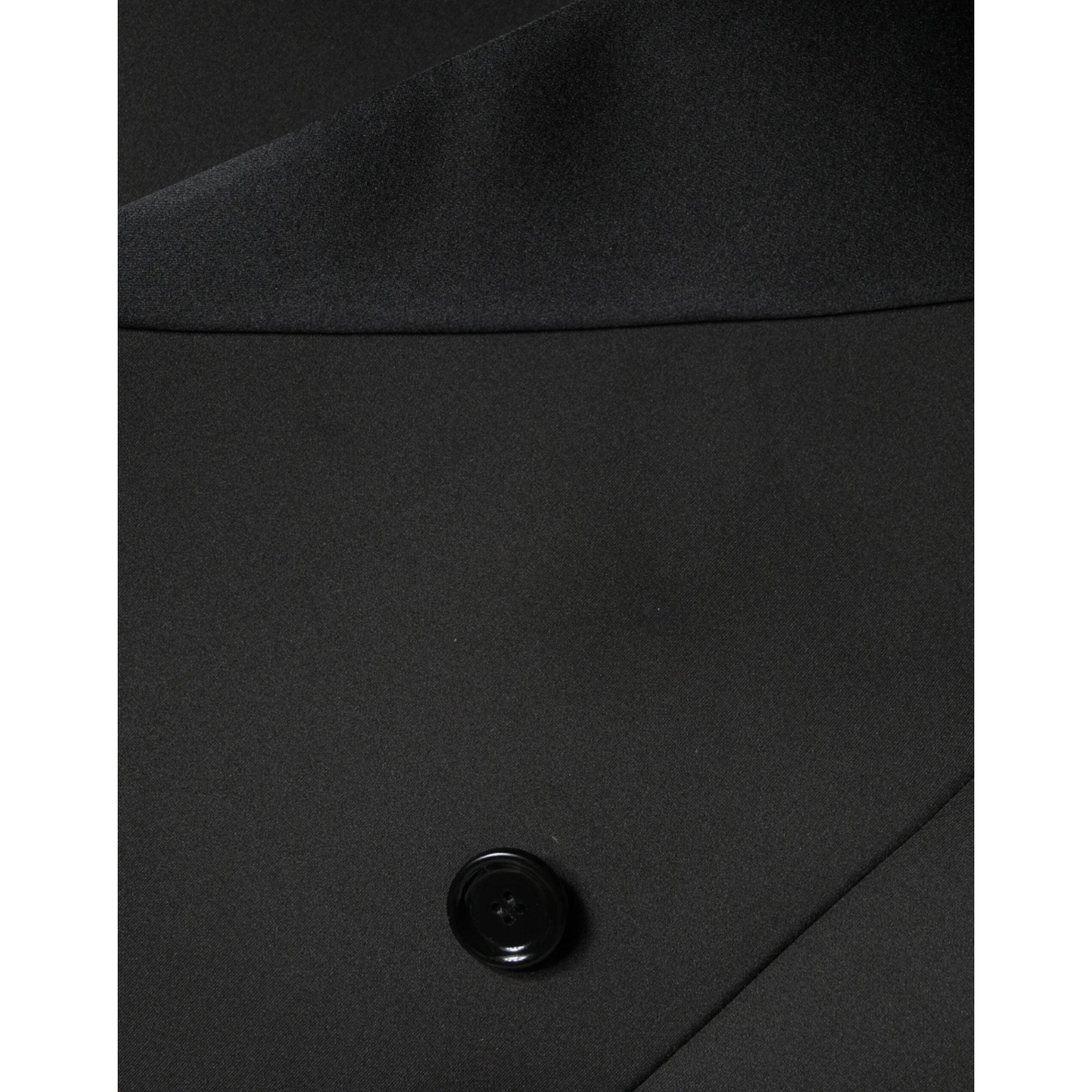 Dolce &amp; Gabbana Black Polyester Double Breasted Coat Jacket