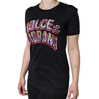 Dolce & Gabbana Black Cotton Logo Print Round Neck T-shirt