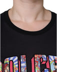 Dolce & Gabbana Black Cotton Logo Print Round Neck T-shirt