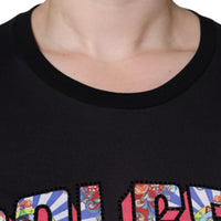 Dolce & Gabbana Black Cotton Logo Print Round Neck T-shirt