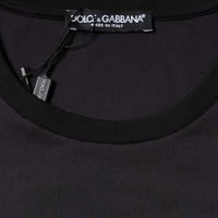 Dolce & Gabbana Black Cotton Logo Print Round Neck T-shirt