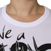 Dolce & Gabbana White Cotton Logo Print Round Neck T-shirt