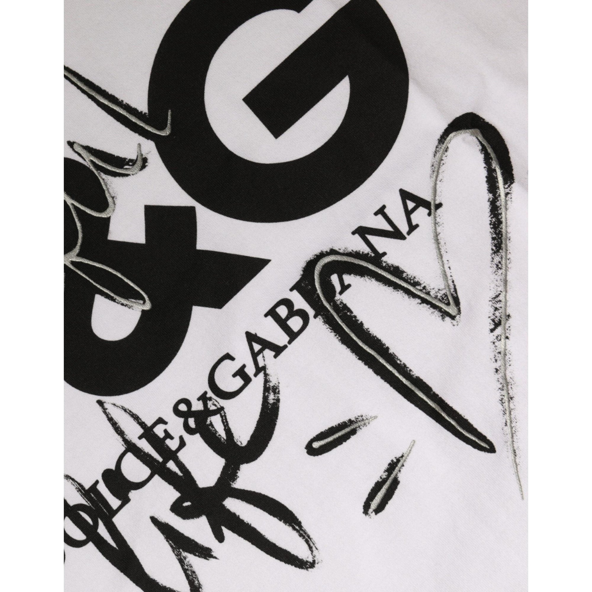 Dolce &amp; Gabbana White Cotton Logo Print Round Neck T-shirt