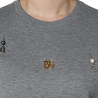 Dolce & Gabbana Gray Cotton Blend Embellished Tee T-shirt