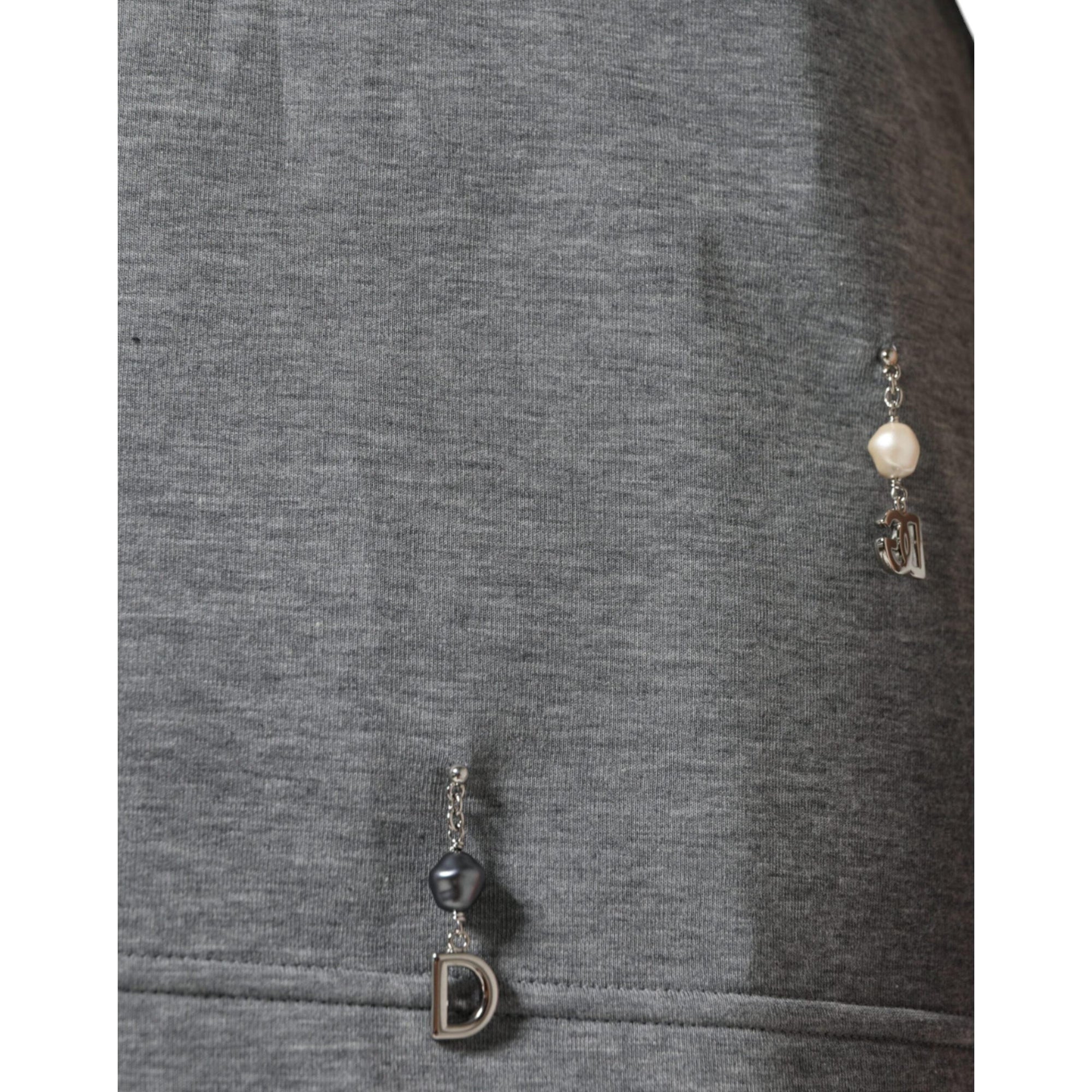 Dolce &amp; Gabbana Gray Cotton Blend Embellished Tee T-shirt