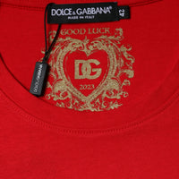 Dolce & Gabbana Red Cotton Crew Neck Short Sleeve Tee T-shirt