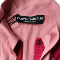 Dolce & Gabbana Pink Short Sleeves Pullover Ascot Collar Top