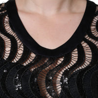 Dolce & Gabbana Black Sequin Sleeveless Tank Blouse Top