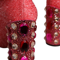 Dolce & Gabbana Pink Crystal Lurex Fantasy High Boots Shoes