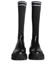 Dolce & Gabbana Black White Polyester Socks High Boots Shoes