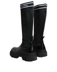 Dolce & Gabbana Black White Polyester Socks High Boots Shoes