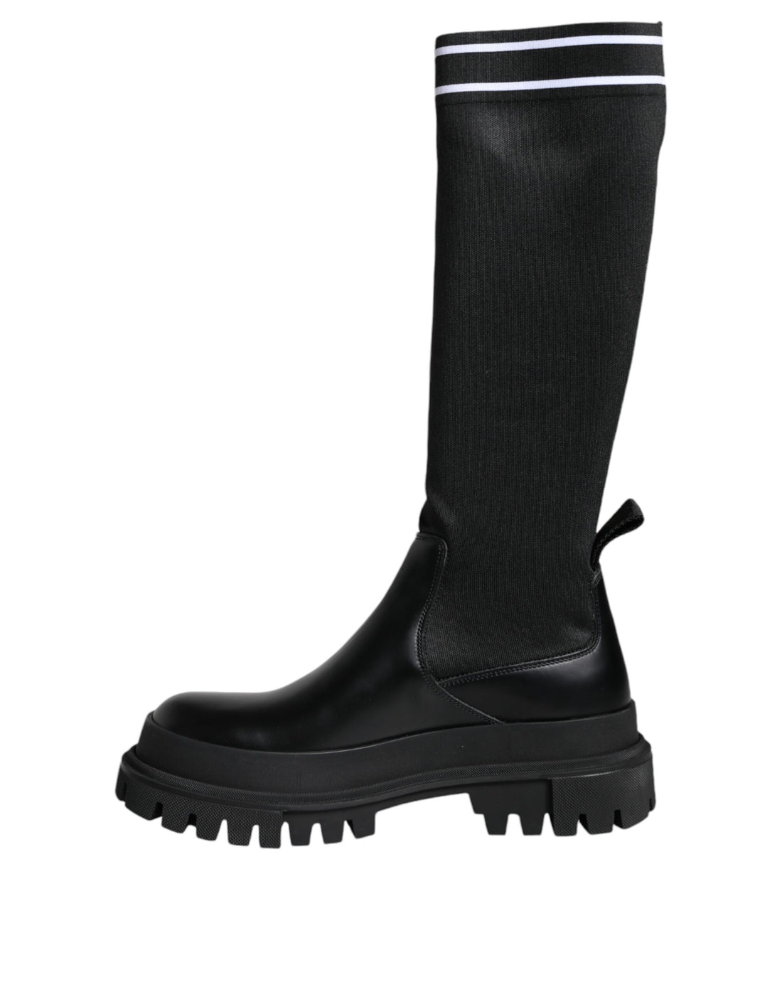 Dolce & Gabbana Black White Polyester Socks High Boots Shoes