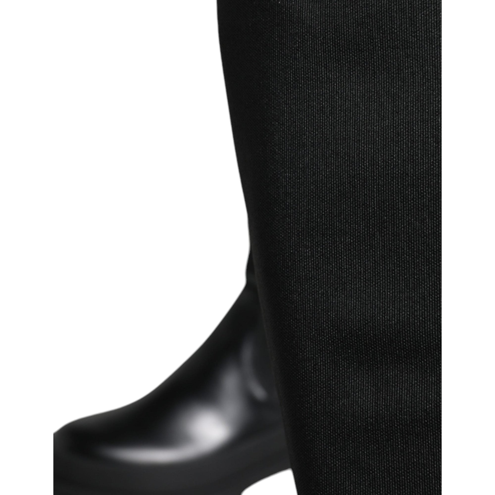 Dolce &amp; Gabbana Black White Polyester Socks High Boots Shoes