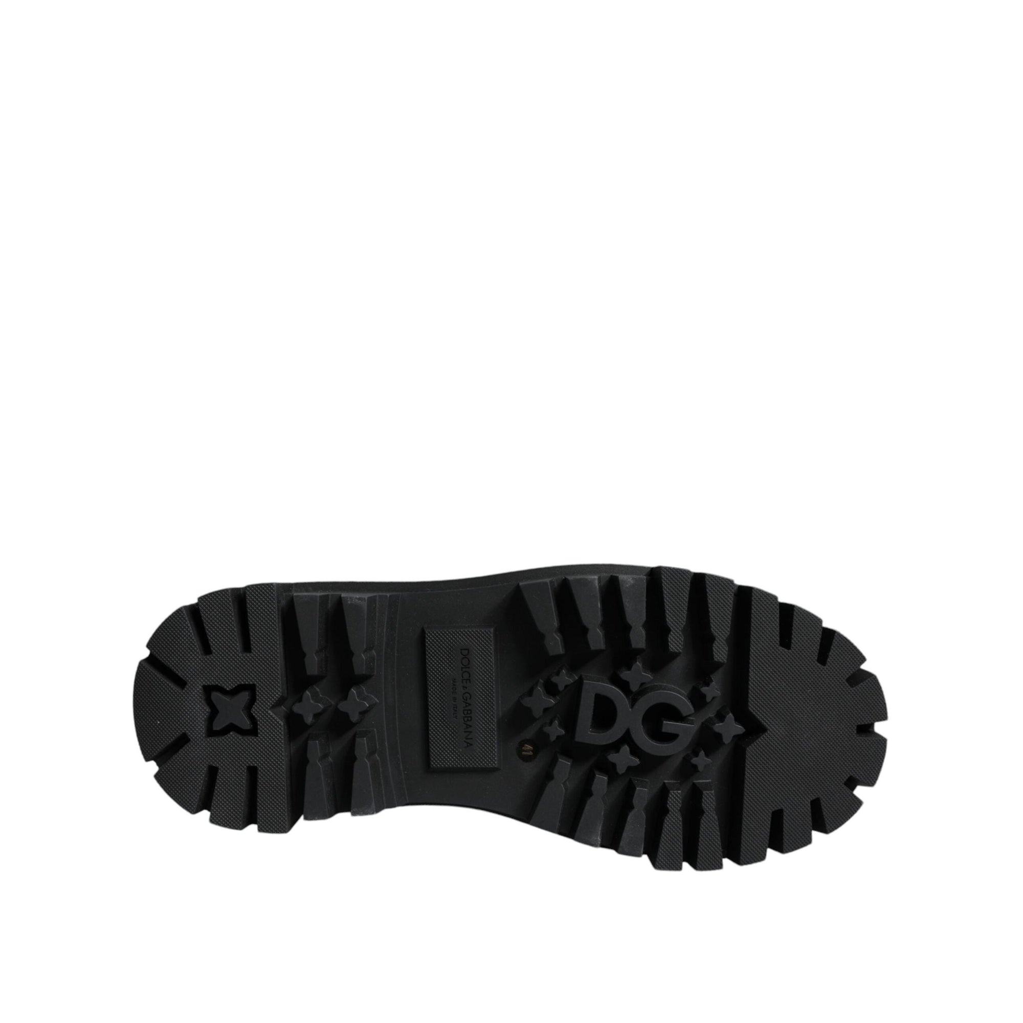 Dolce &amp; Gabbana Black White Polyester Socks High Boots Shoes
