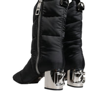 Dolce & Gabbana Black Padded DG Logo Heels Boots Shoes