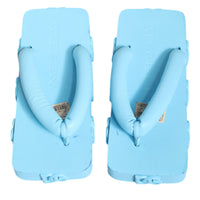 Dolce & Gabbana Light Blue Rubber Slides Flats Sandals Shoes