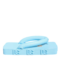 Dolce & Gabbana Light Blue Rubber Slides Flats Sandals Shoes