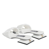 Dolce & Gabbana White Leather Slides Flats Sandals Shoes