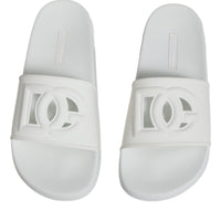 Dolce & Gabbana White Rubber Slides Sandals Beachwear Shoes