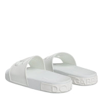 Dolce & Gabbana White Rubber Slides Sandals Beachwear Shoes