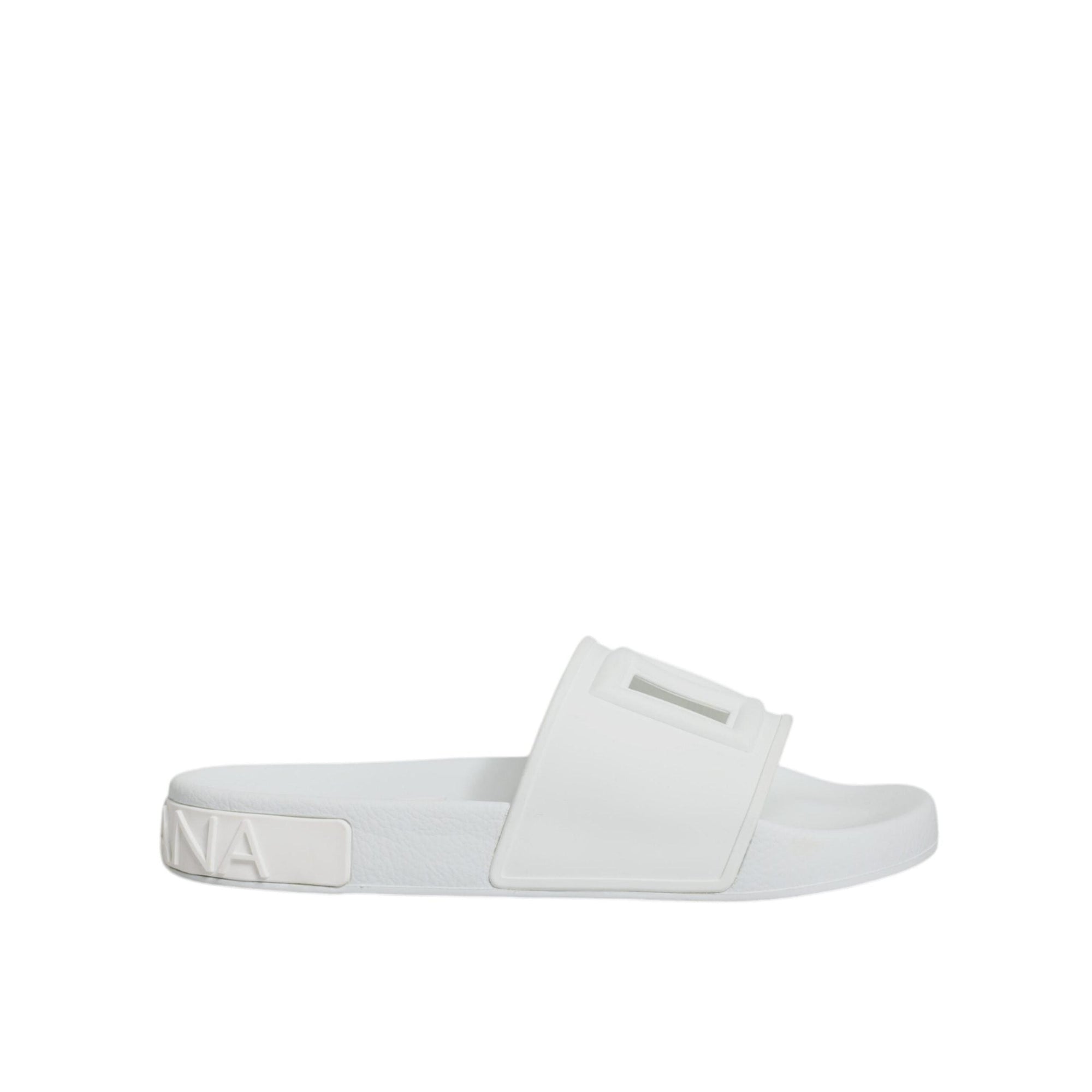 Dolce &amp; Gabbana White Rubber Slides Sandals Beachwear Shoes