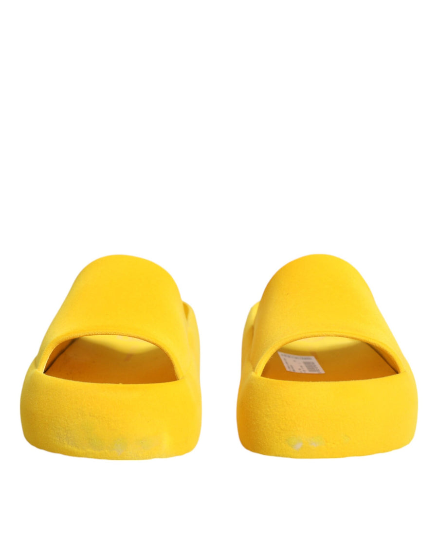 Dolce & Gabbana Yellow Rubber Slides Sandals Beachwear Shoes