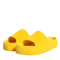 Dolce & Gabbana Yellow Rubber Slides Sandals Beachwear Shoes