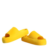 Dolce & Gabbana Yellow Rubber Slides Sandals Beachwear Shoes