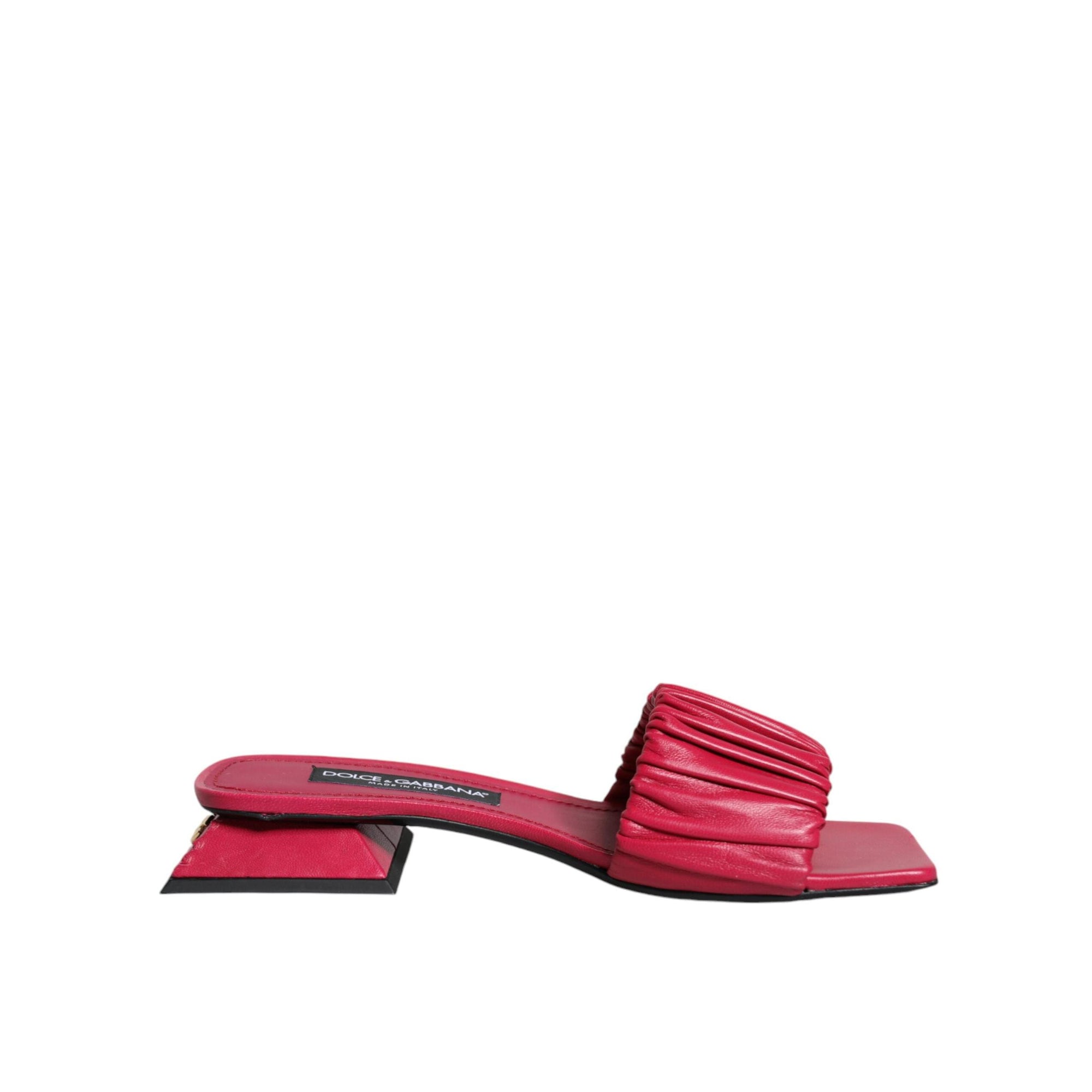 Dolce &amp; Gabbana Fuchsia Leather Slides Flats Sandals Shoes