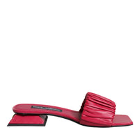 Dolce & Gabbana Fuchsia Leather Slides Flats Sandals Shoes