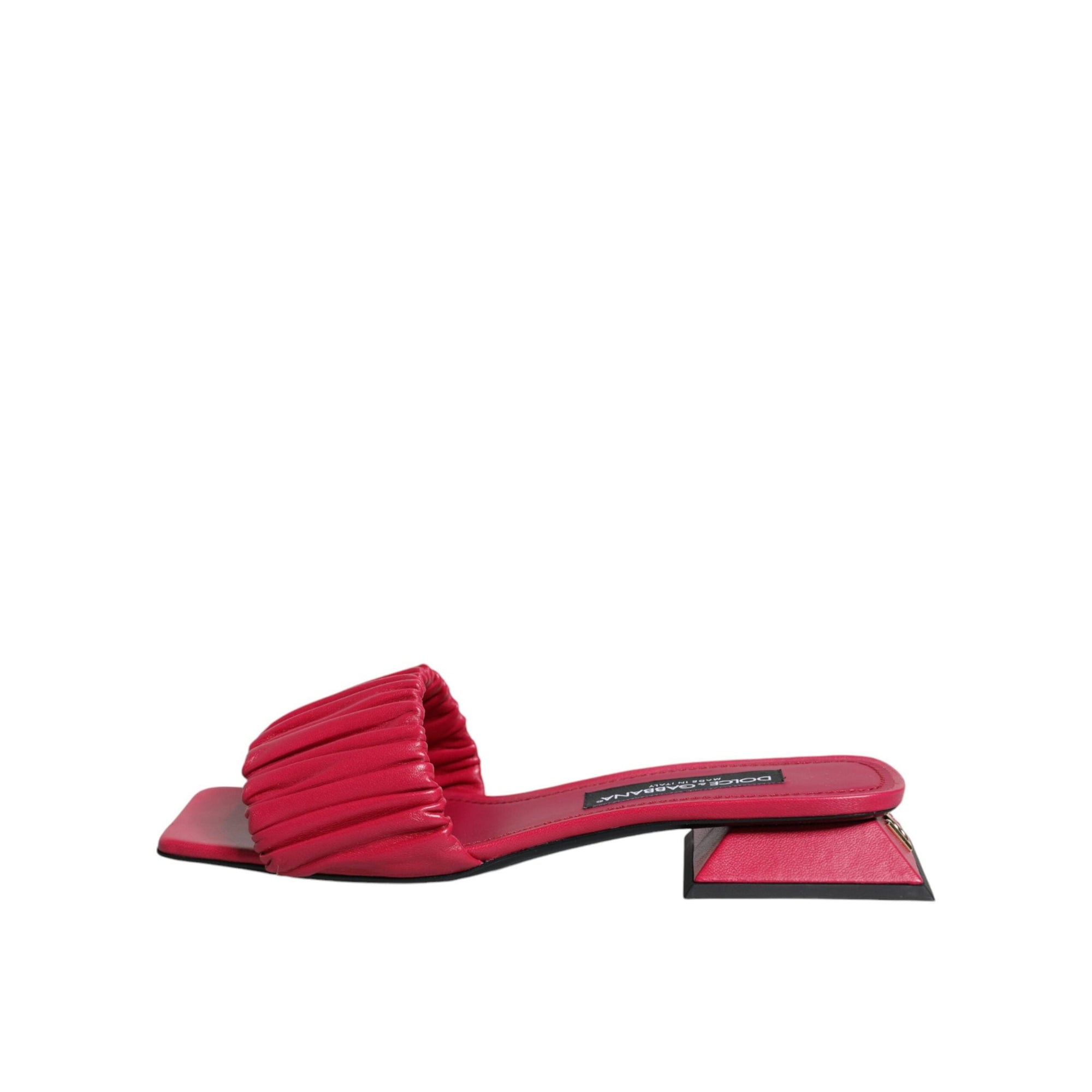 Dolce &amp; Gabbana Fuchsia Leather Slides Flats Sandals Shoes