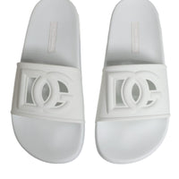 Dolce & Gabbana White Rubber Slides Sandals Beachwear Shoes