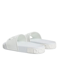 Dolce & Gabbana White Rubber Slides Sandals Beachwear Shoes