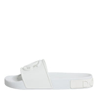 Dolce & Gabbana White Rubber Slides Sandals Beachwear Shoes