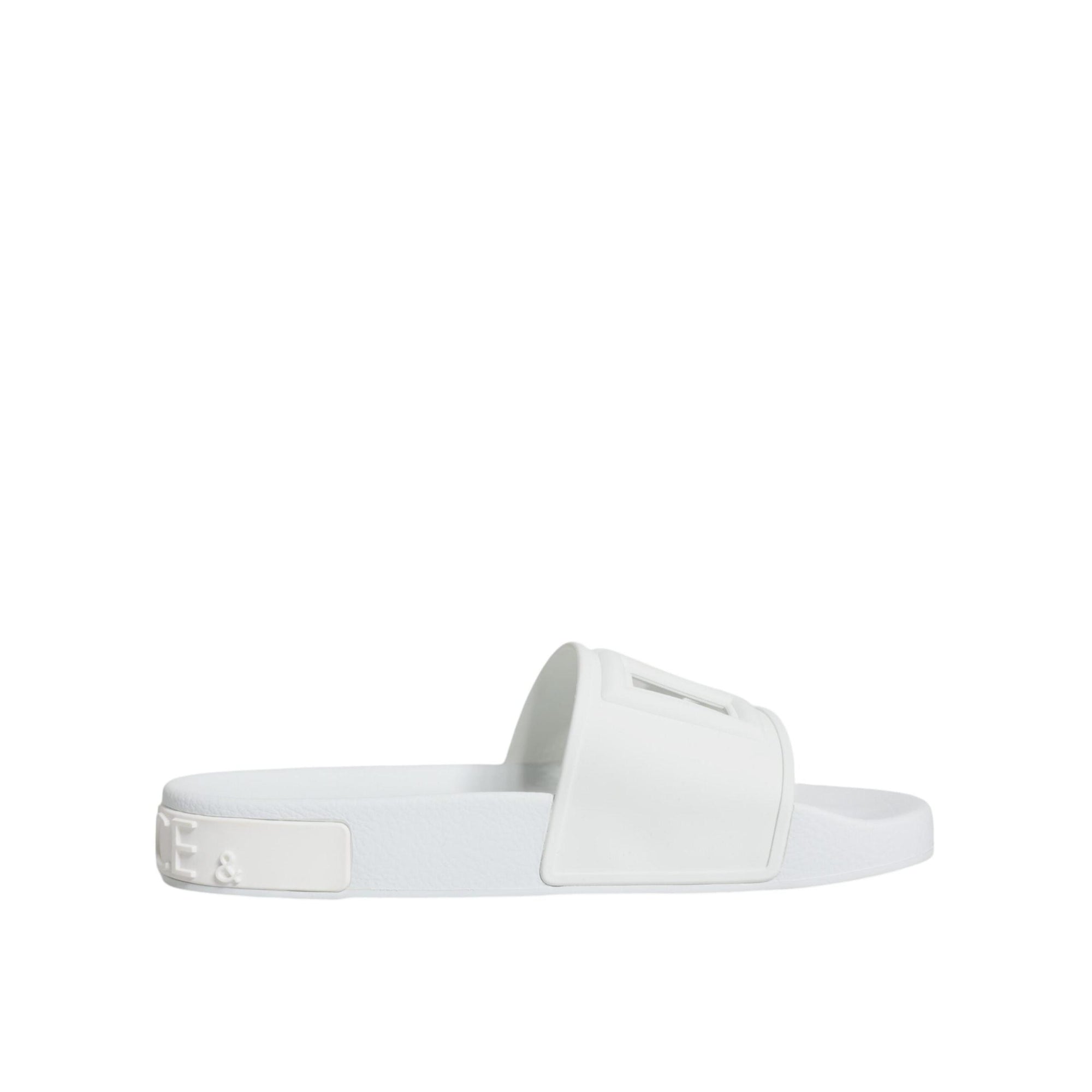 Dolce &amp; Gabbana White Rubber Slides Sandals Beachwear Shoes