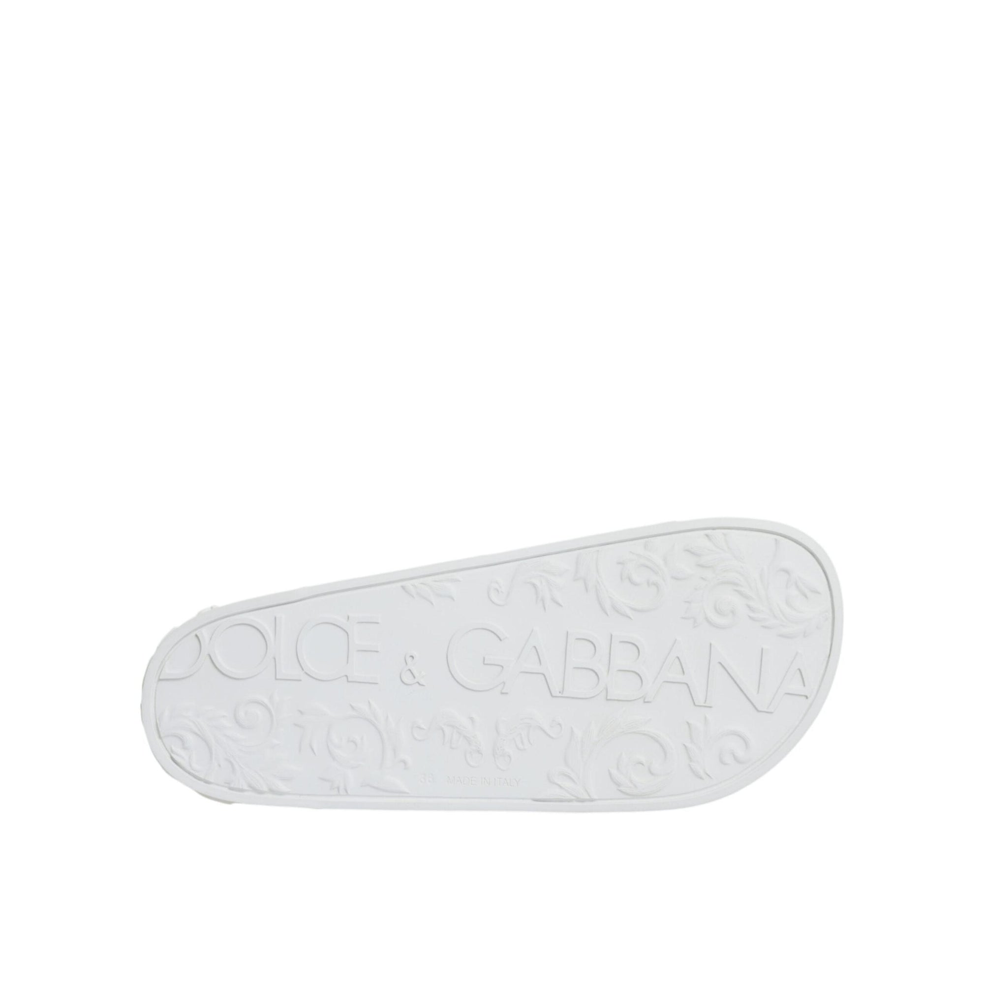 Dolce &amp; Gabbana White Rubber Slides Sandals Beachwear Shoes