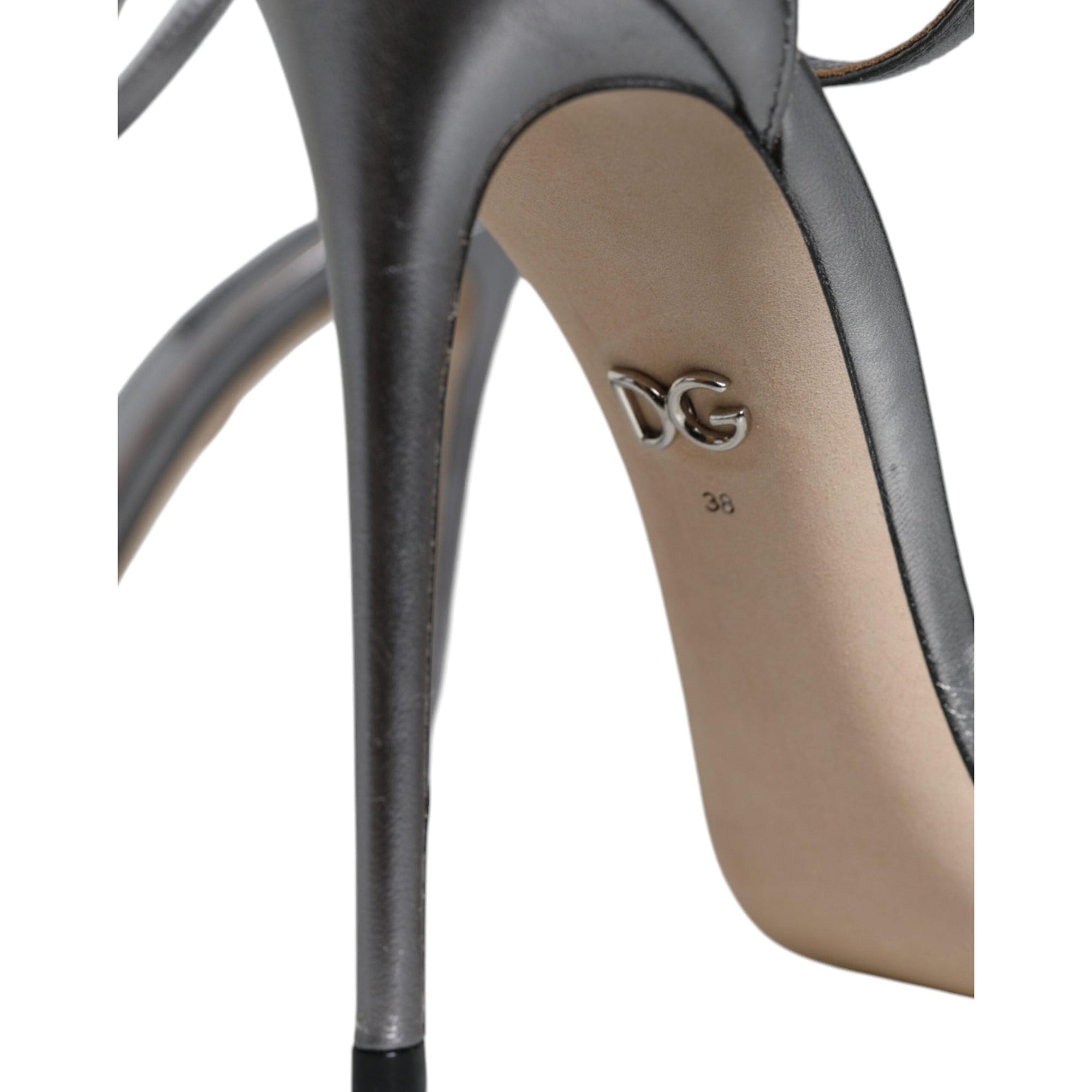 Dolce &amp; Gabbana Silver KEIRA Heels Ankle Strap Sandals Shoes