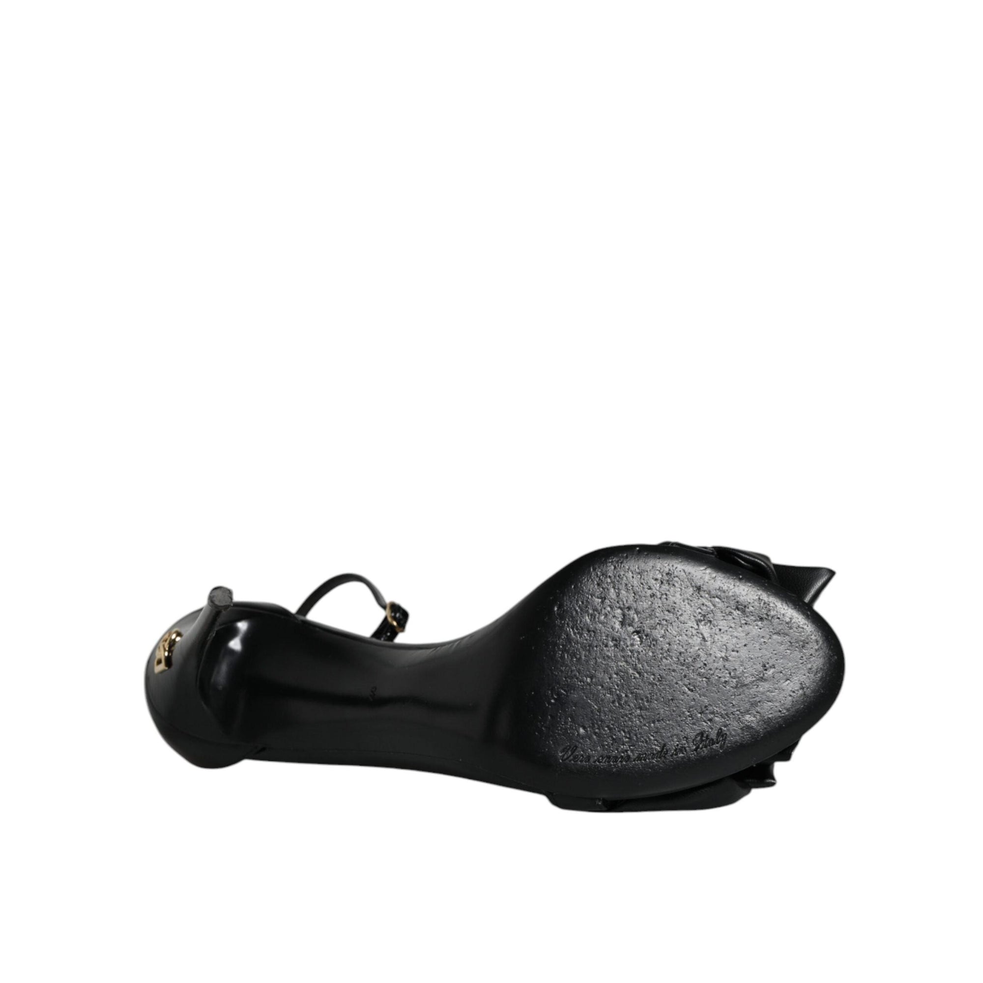 Dolce &amp; Gabbana Black Leather Ankle Strap Heel Sandals Shoes