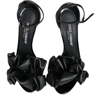 Dolce & Gabbana Black Leather Ankle Strap Heel Sandals Shoes