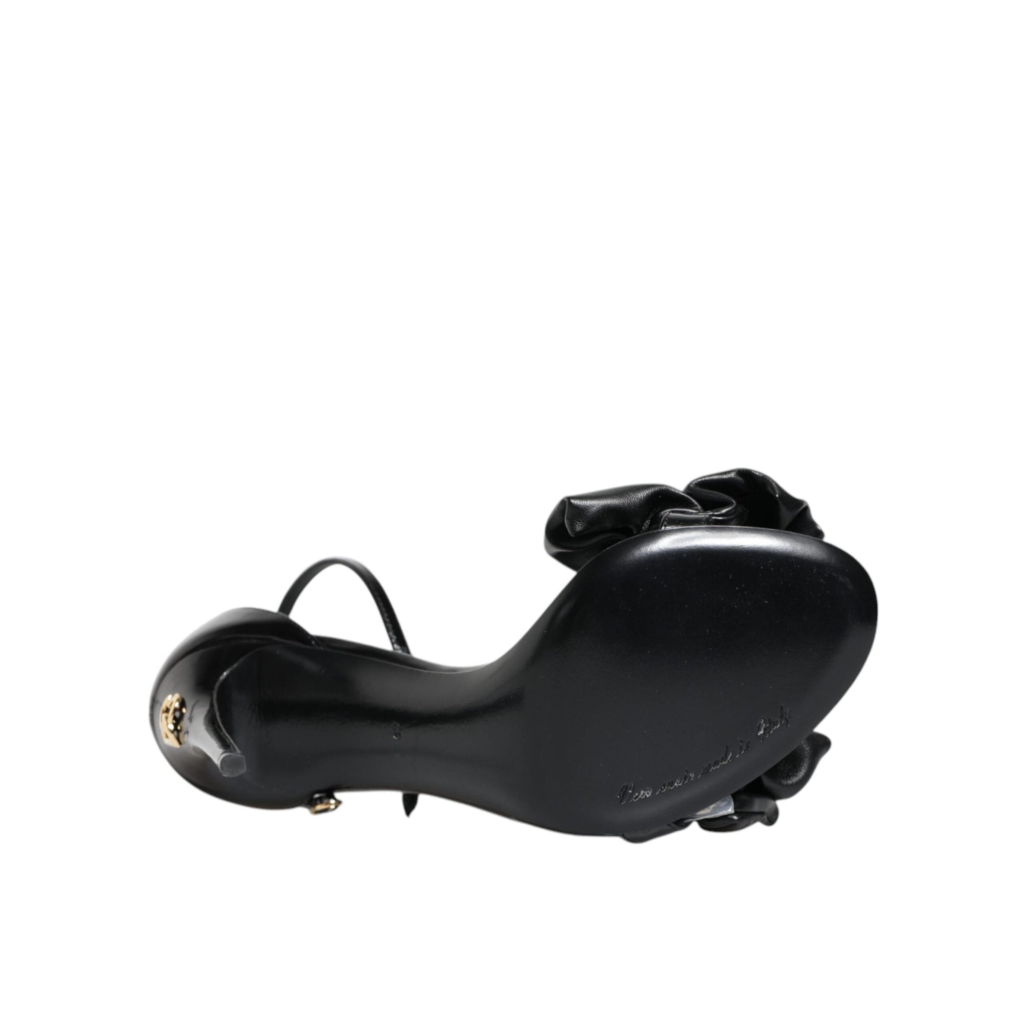 Dolce &amp; Gabbana Black Leather Ankle Strap Heel Sandals Shoes