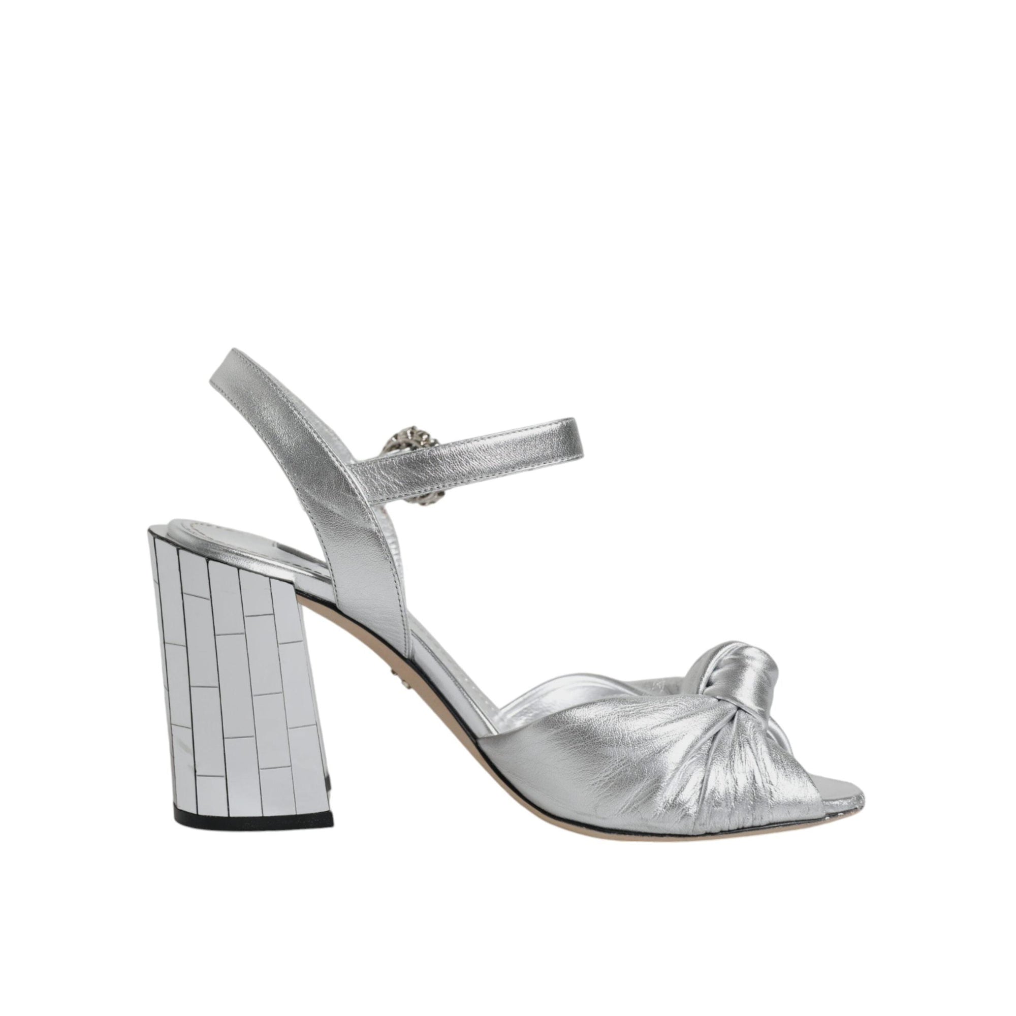 Dolce &amp; Gabbana Silver Mirror Heels KEIRA Sandals Shoes