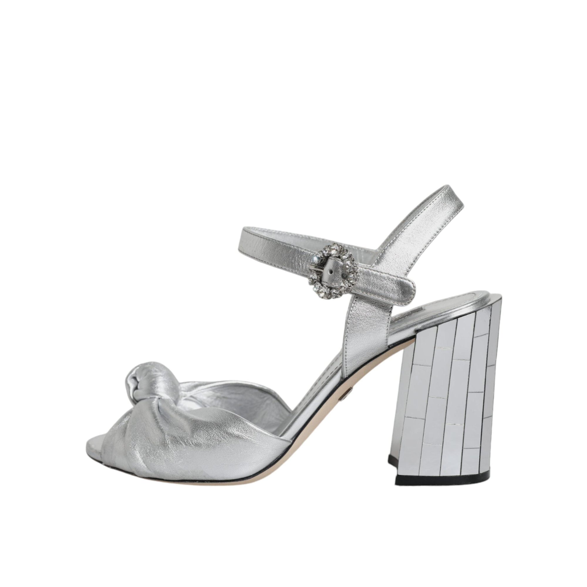 Dolce &amp; Gabbana Silver Mirror Heels KEIRA Sandals Shoes