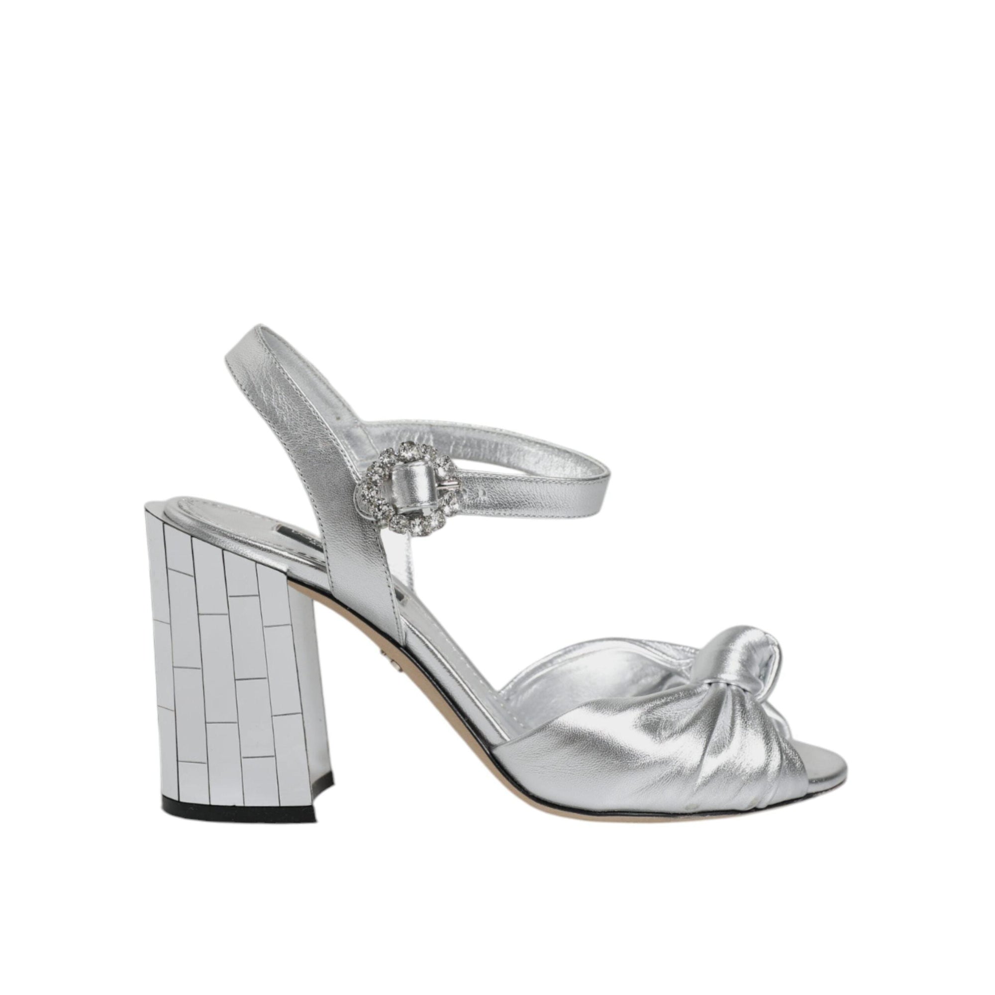 Dolce &amp; Gabbana Silver Mirror Heels KEIRA Sandals Shoes